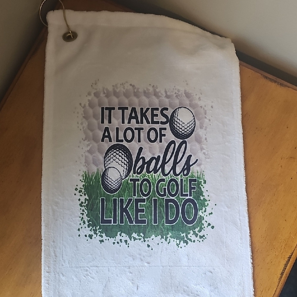 Golf Themed White Towel